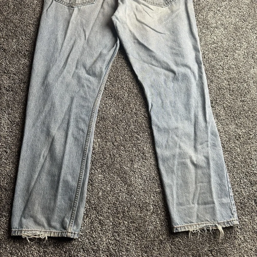 Levis 505 Jeans 38x32 Blue Distressed Denim Straight Leg Faded Y2K Grunge Skater